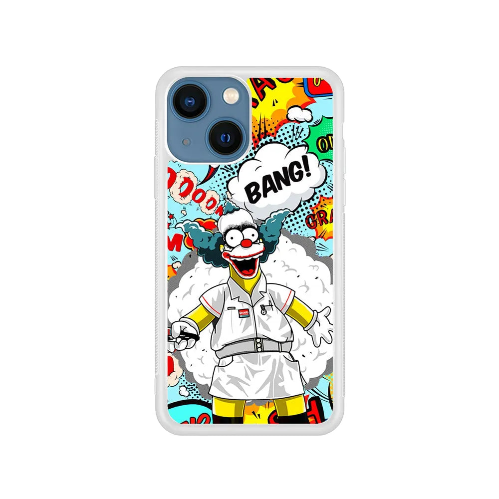 Homer Simpson Joker Bang iPhone 15 Case-Rubber / White (2D Case)-Xtracase