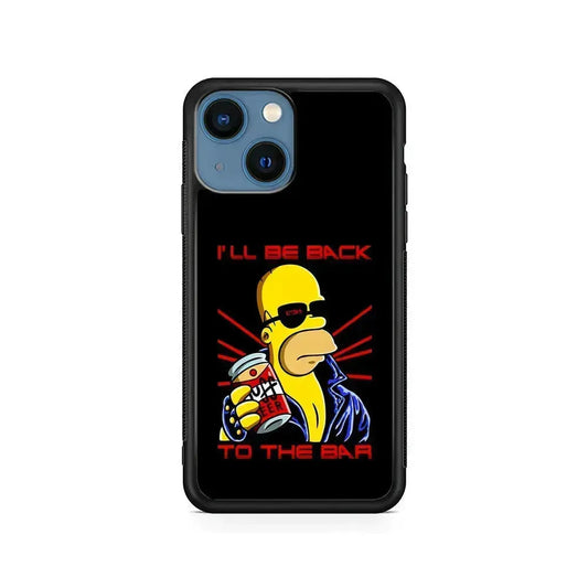 Homer Simpson with Duff Beer iPhone 13 Mini Case-Rubber / Black (2D Case)-Xtracase