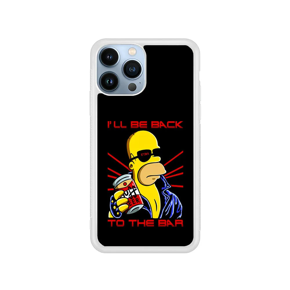 Homer Simpson with Duff Beer iPhone 13 Pro Case-Rubber / White (2D Case)-Xtracase