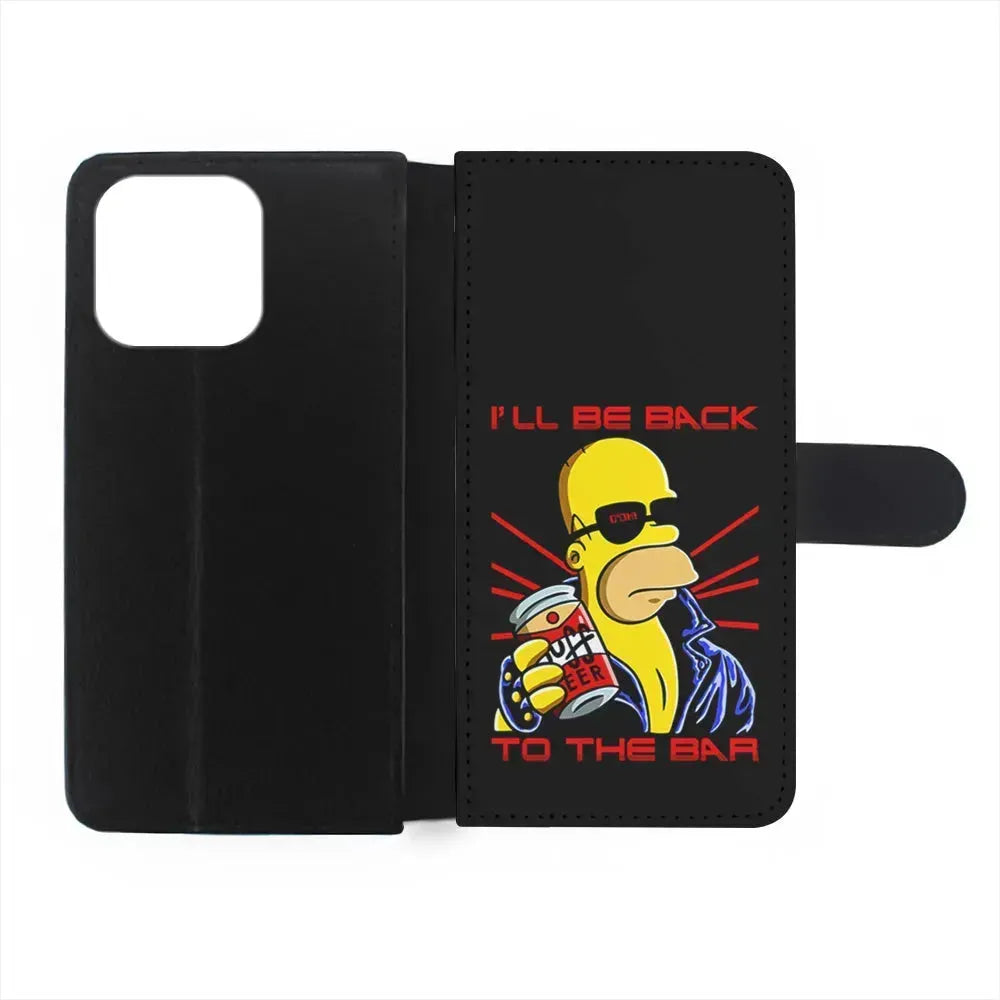 Homer Simpson with Duff Beer iPhone 15 Pro Max Case-Flip Wallet Case-Xtracase