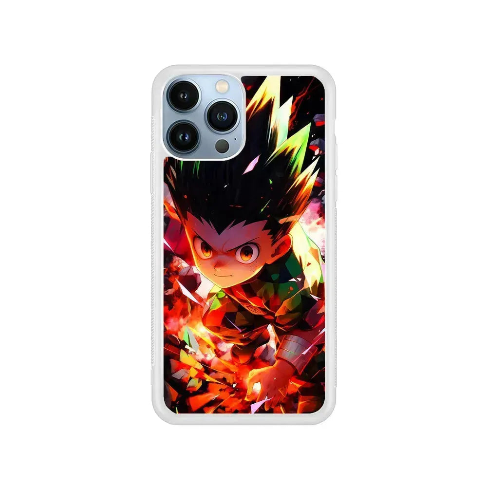 Hunter x Hunter Gon Freecss in Action iPhone 15 Pro Max Case-Rubber / White (2D Case)-Xtracase