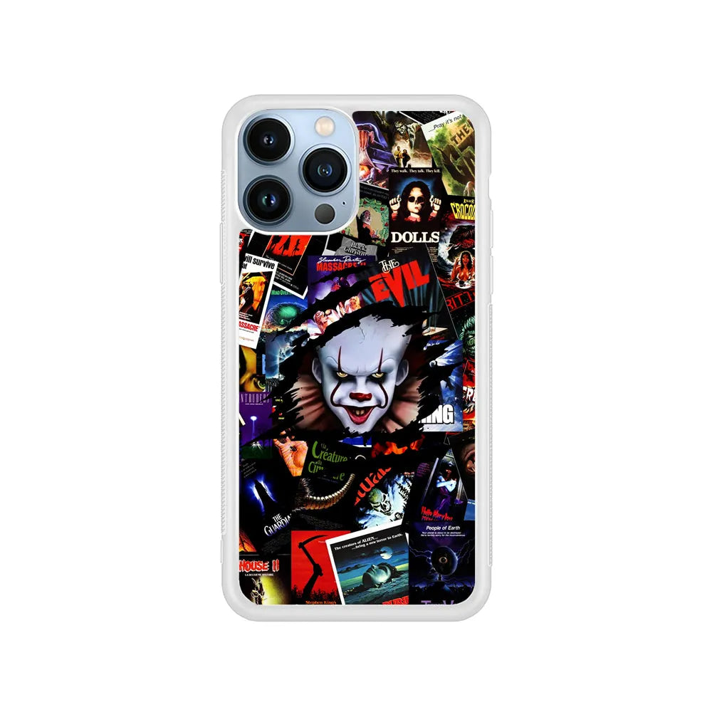 IT Clown Gaze From The Poster iPhone 13 Pro Case-Rubber / White (2D Case)-Xtracase