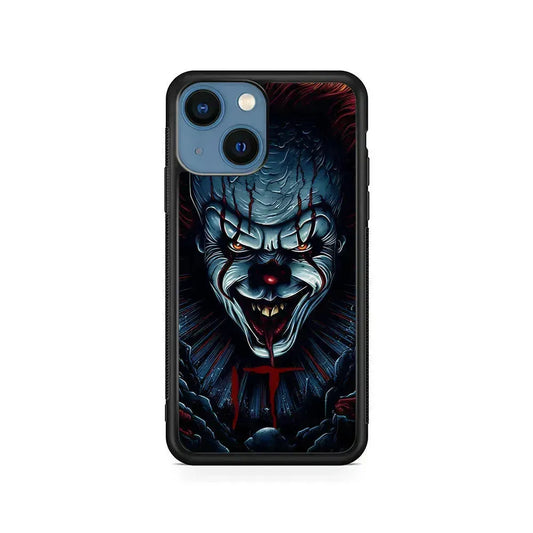 IT Clown Scary Face iPhone 13 Mini Case-Rubber / Black (2D Case)-Xtracase