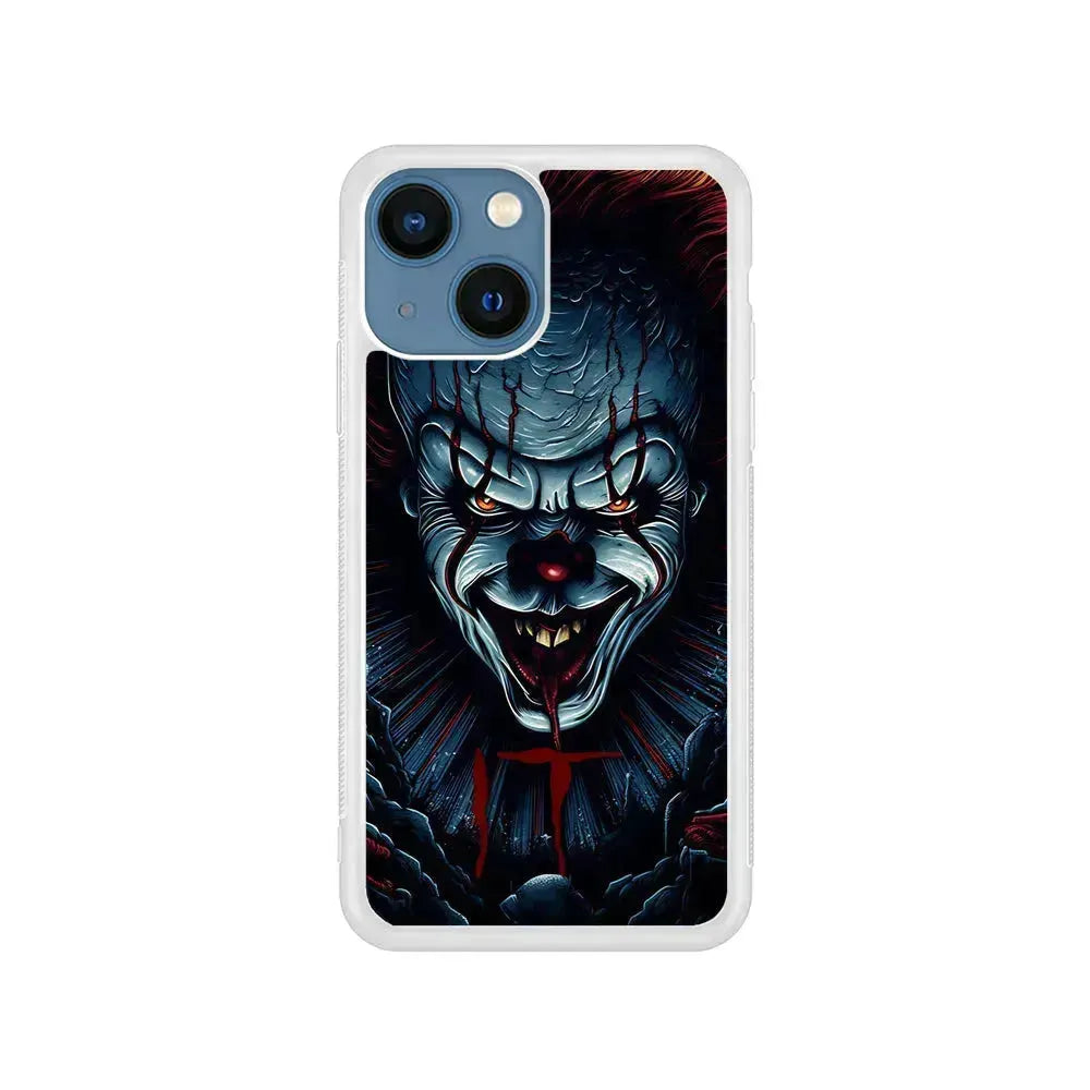 IT Clown Scary Face iPhone 13 Mini Case-Rubber / White (2D Case)-Xtracase