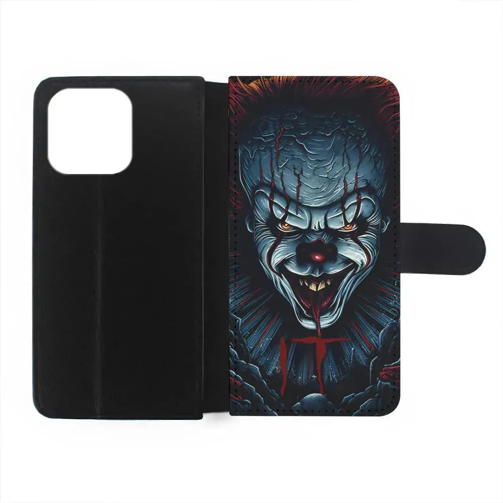 IT Clown Scary Face iPhone 15 Pro Max Case-Flip Wallet Case-Xtracase