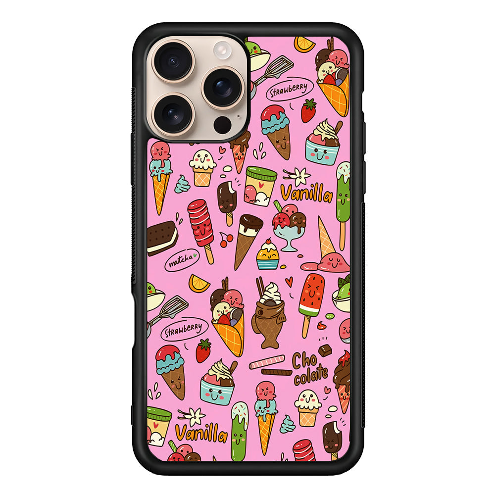 Ice Cream Doodle Cartoon iPhone 16 Pro Max Case - iPhone 16 Pro Max
