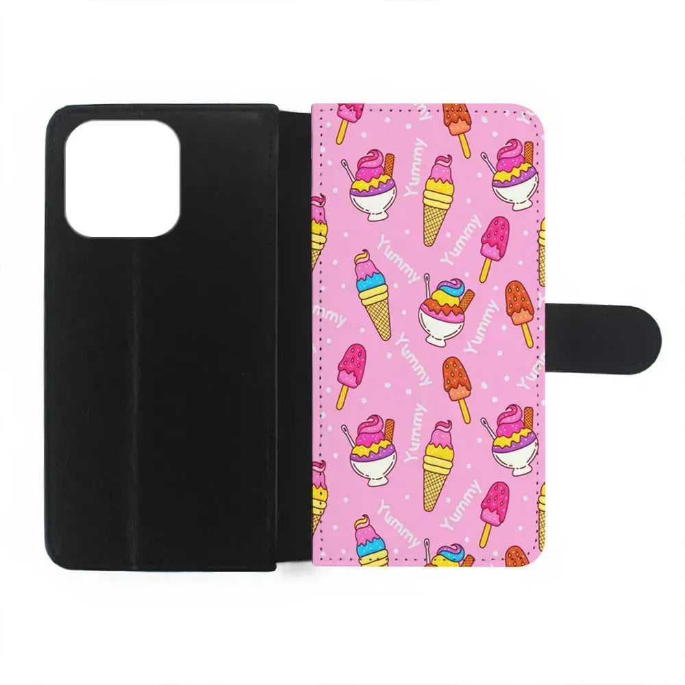 Ice Cream Doodle Yummy iPhone 15 Pro Max Case-Flip Wallet Case-Xtracase