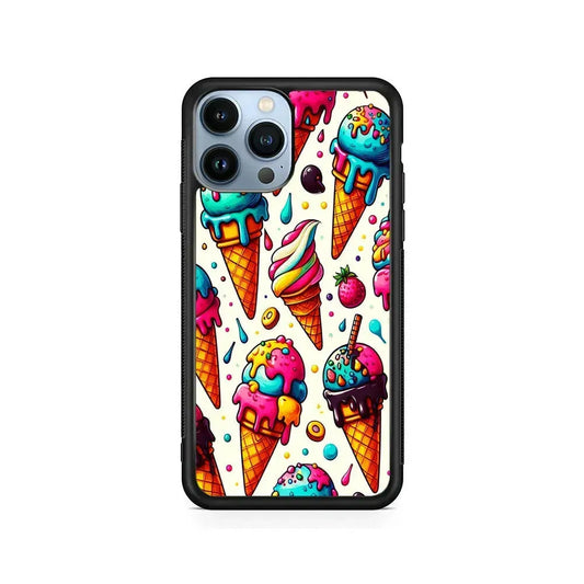 Ice Creams with Different Flavors iPhone 15 Pro Max Case-Rubber / Black (2D Case)-Xtracase