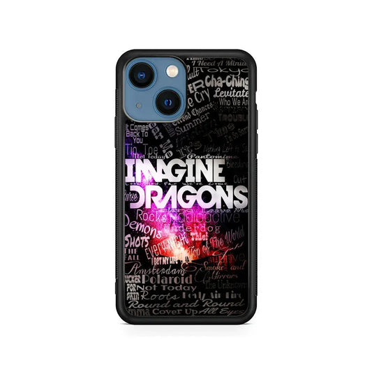 Imagine Dragons Lettering Art iPhone 13 Mini Case-Rubber / Black (2D Case)-Xtracase