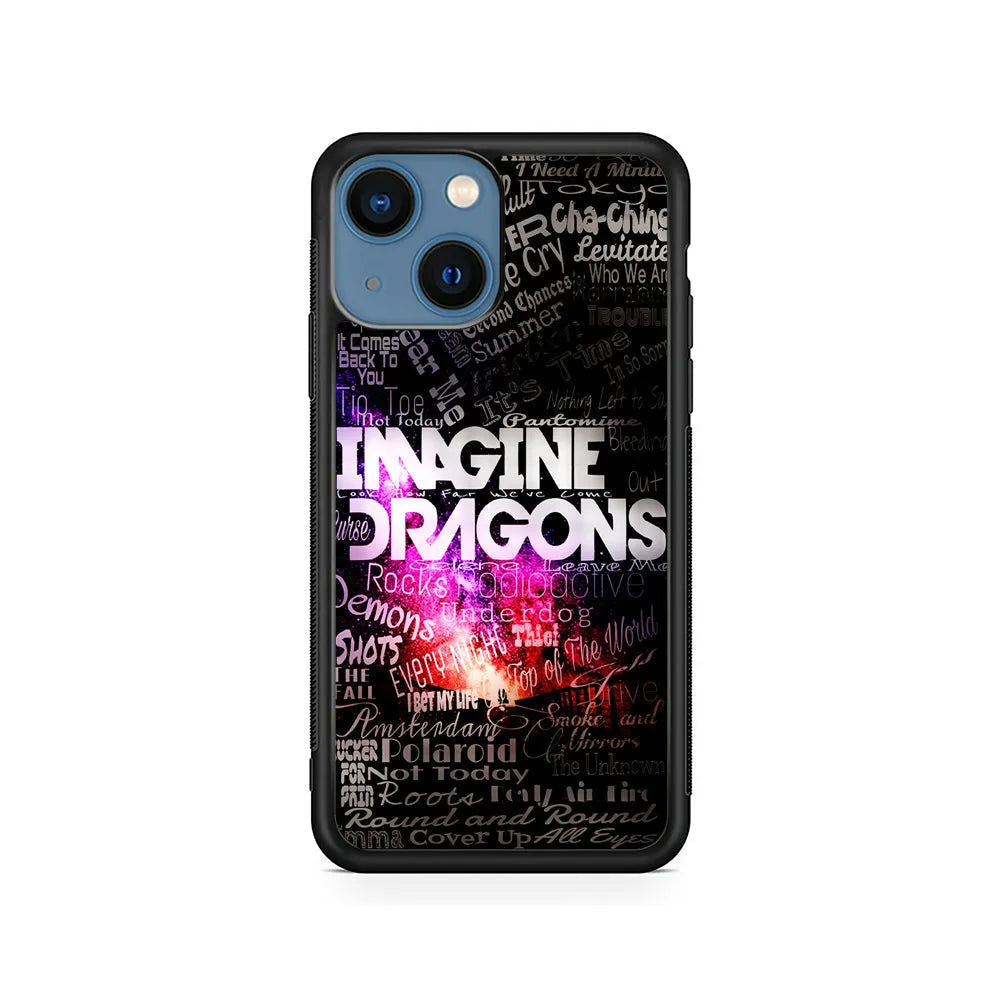 Imagine Dragons Lettering Art iPhone 15 Case-Rubber / Black (2D Case)-Xtracase