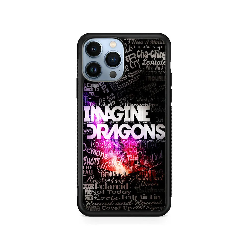 Imagine Dragons Lettering Art iPhone 13 Pro Max Case-Rubber / Black (2D Case)-Xtracase
