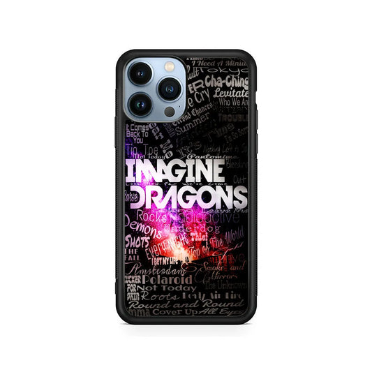 Imagine Dragons Lettering Art iPhone 13 Pro Case-Rubber / Black (2D Case)-Xtracase