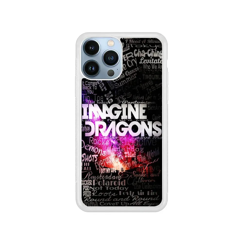 Imagine Dragons Lettering Art iPhone 15 Pro Max Case-Rubber / White (2D Case)-Xtracase
