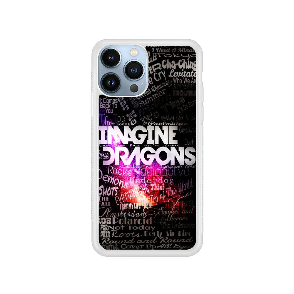 Imagine Dragons Lettering Art iPhone 13 Pro Case-Rubber / White (2D Case)-Xtracase