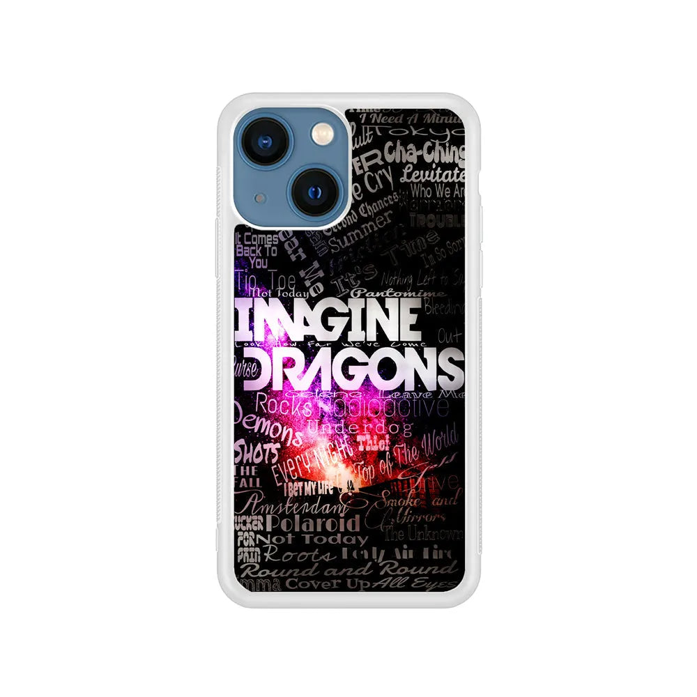 Imagine Dragons Lettering Art iPhone 15 Case-Rubber / White (2D Case)-Xtracase