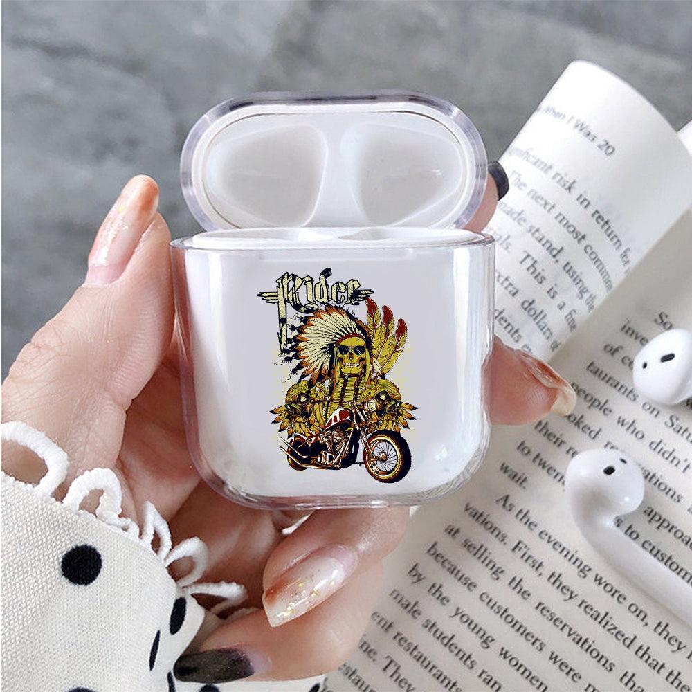 Indian Chief Skull Rider Protective Clear Case Cover For Apple Airpods-Xtracase