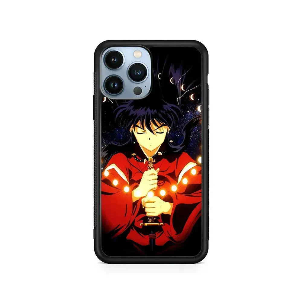 Inuyasha Moon Phases iPhone 15 Pro Max Case-Rubber / Black (2D Case)-Xtracase
