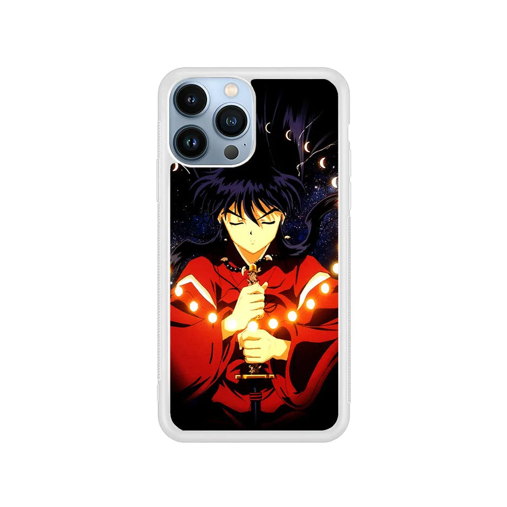 Inuyasha Moon Phases iPhone 13 Pro Case-Rubber / White (2D Case)-Xtracase