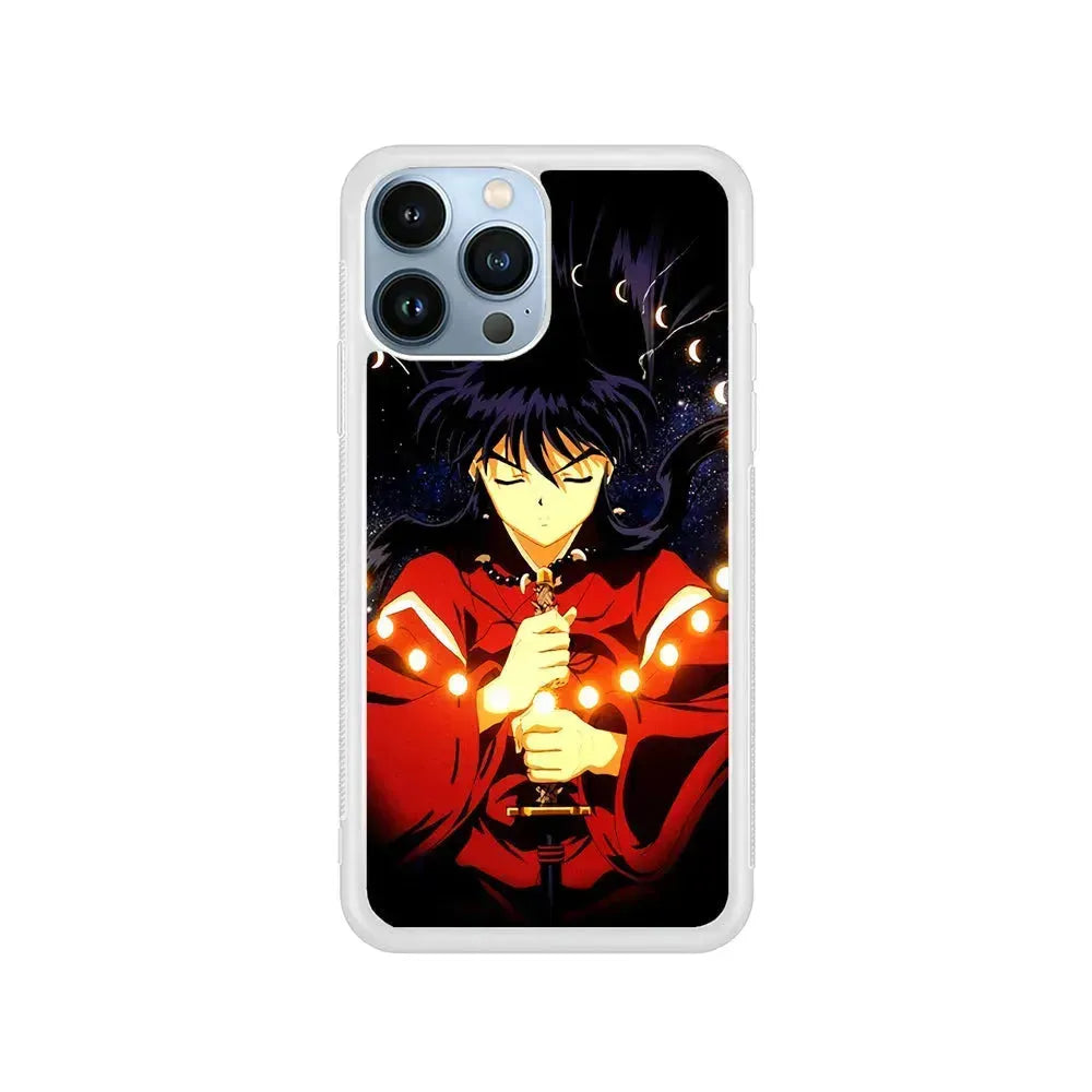 Inuyasha Moon Phases iPhone 15 Pro Max Case-Rubber / White (2D Case)-Xtracase