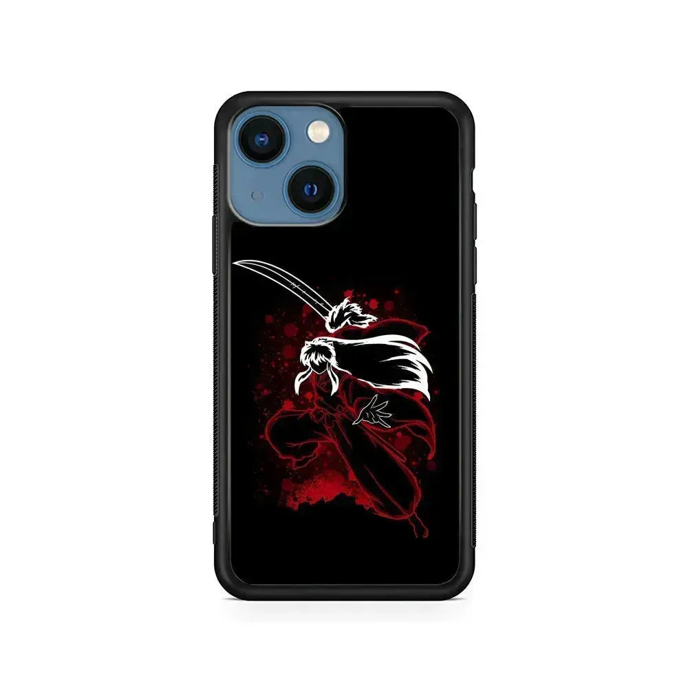 Inuyasha Silhouette iPhone 13 Mini Case-Rubber / Black (2D Case)-Xtracase