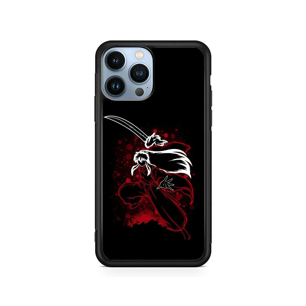 Inuyasha Silhouette iPhone 13 Pro Max Case-Rubber / Black (2D Case)-Xtracase
