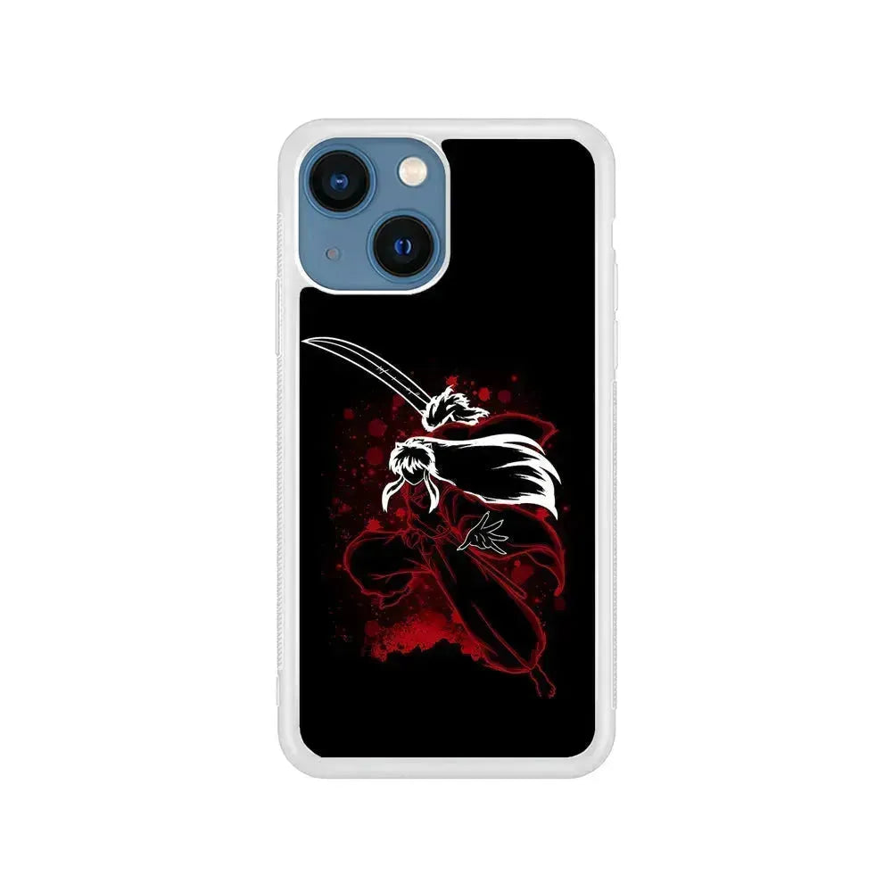 Inuyasha Silhouette iPhone 13 Mini Case-Rubber / White (2D Case)-Xtracase