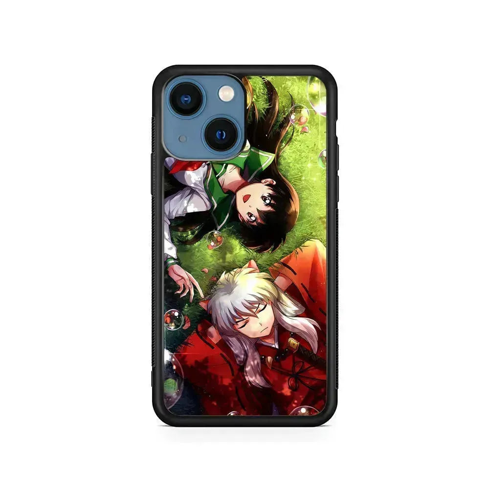 Inuyasha and Kagome Couple iPhone 13 Mini Case-Rubber / Black (2D Case)-Xtracase