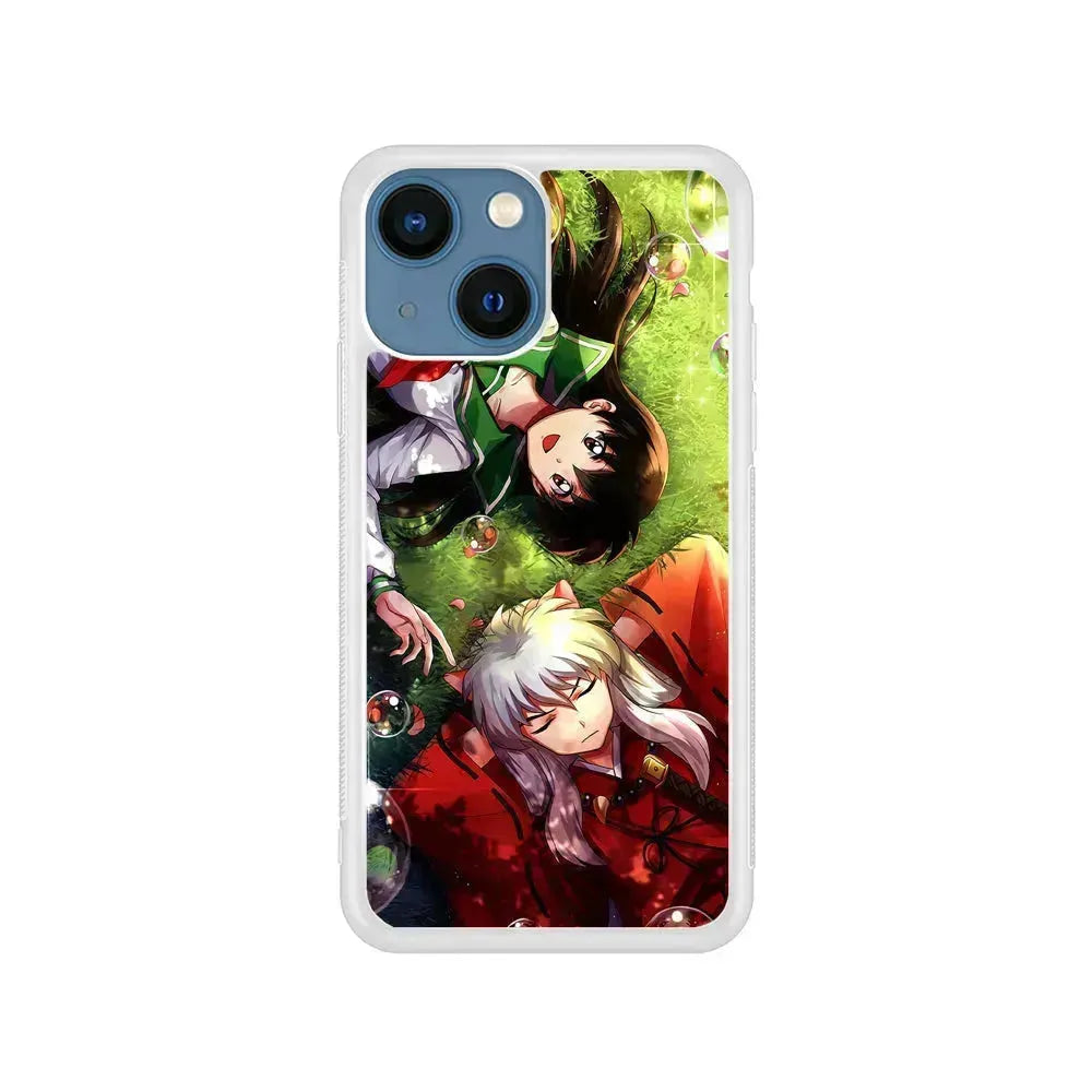 Inuyasha and Kagome Couple iPhone 13 Mini Case-Rubber / White (2D Case)-Xtracase