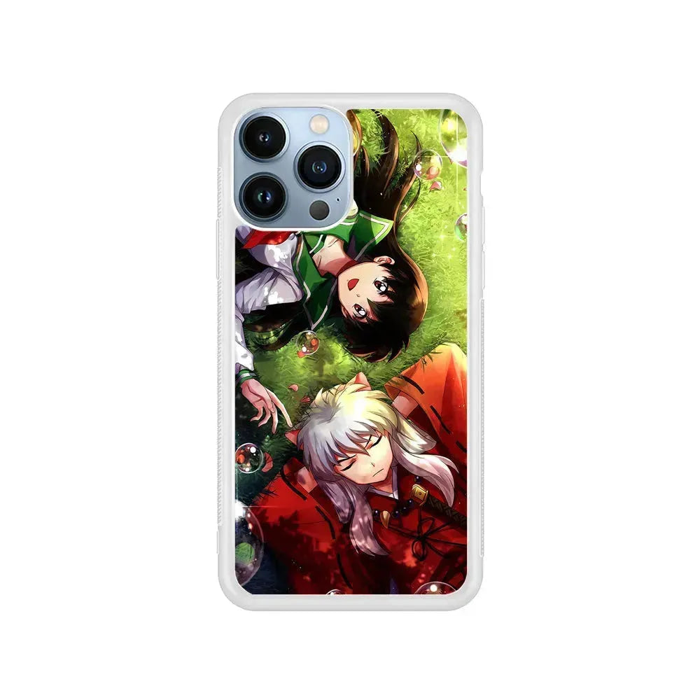 Inuyasha and Kagome Couple iPhone 15 Pro Max Case-Rubber / White (2D Case)-Xtracase