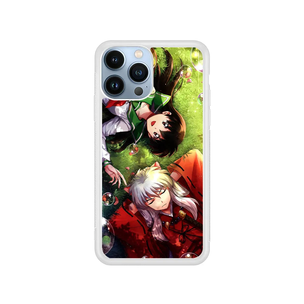 Inuyasha and Kagome Couple iPhone 13 Pro Case-Rubber / White (2D Case)-Xtracase
