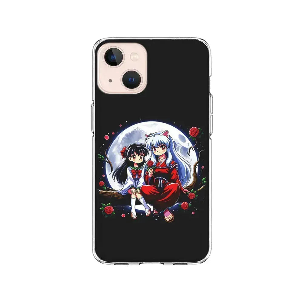 Inuyasha and Kagome Full Moon iPhone 13 Mini Case-Clear Soft Case-Xtracase