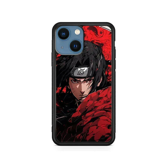 Itachi Uchiha Red Clothes iPhone 13 Mini Case-Rubber / Black (2D Case)-Xtracase