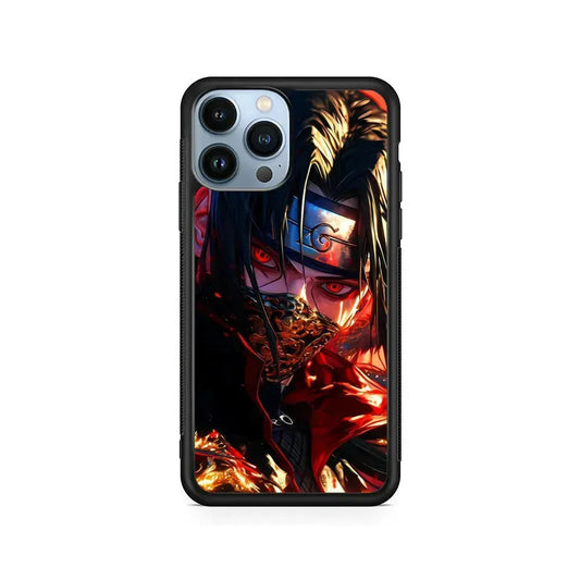 Itachi Uchiha Using a Mask iPhone 15 Pro Max Case-Rubber / Black (2D Case)-Xtracase