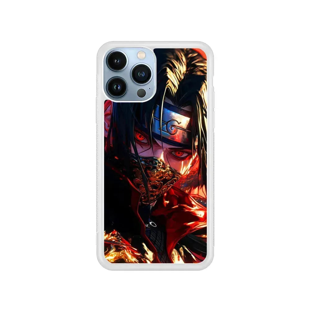 Itachi Uchiha Using a Mask iPhone 15 Pro Max Case-Rubber / White (2D Case)-Xtracase
