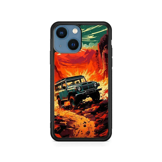Jeep Offroad Adventure Car iPhone 13 Mini Case-Rubber / Black (2D Case)-Xtracase