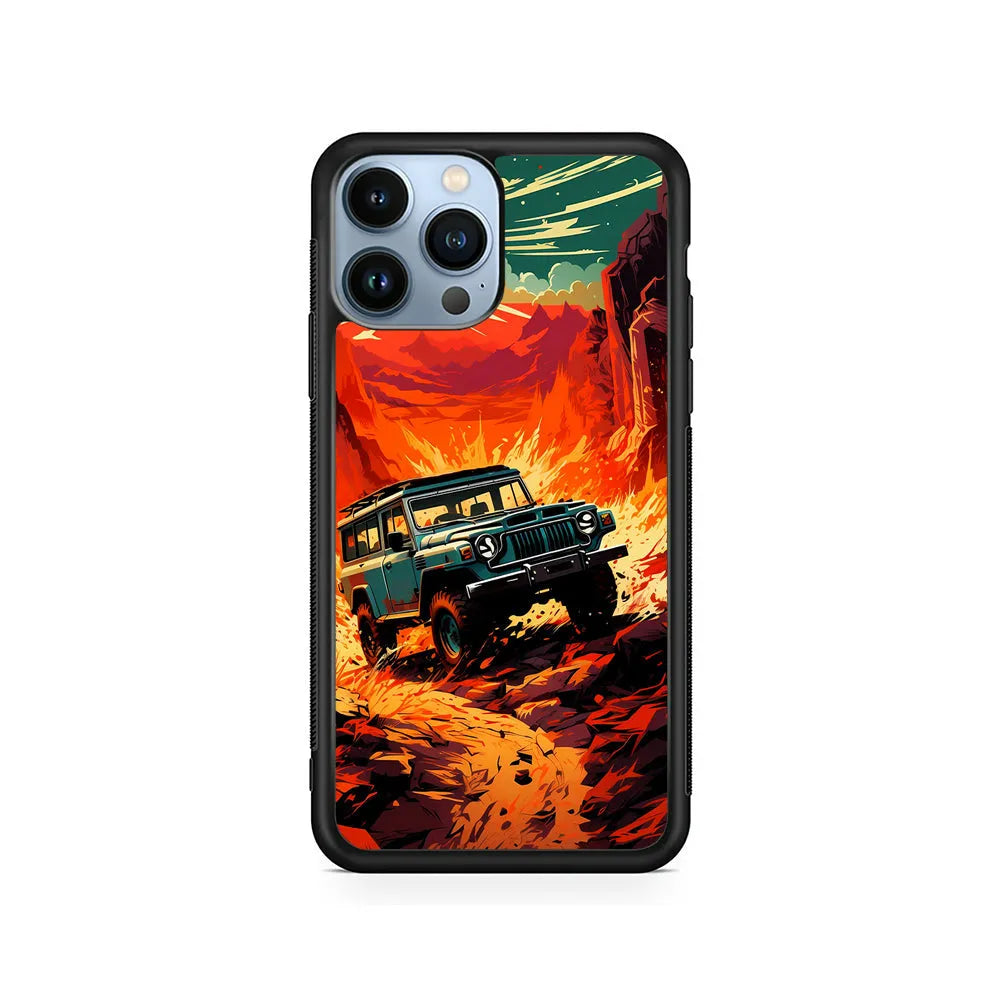 Jeep Offroad Adventure Car iPhone 13 Pro Max Case-Rubber / Black (2D Case)-Xtracase