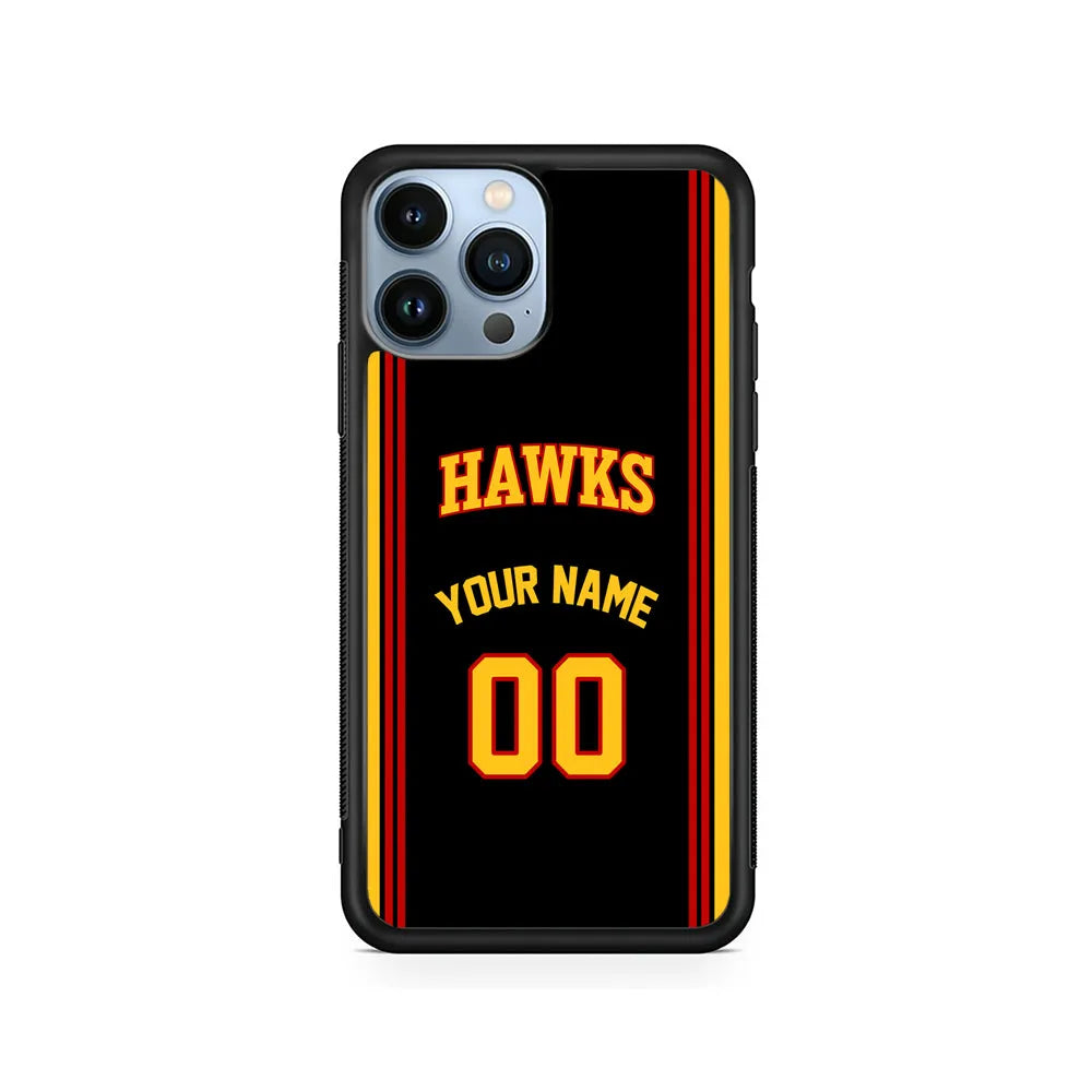 Custom Jersey Atlanta Hawks NBA Phone Case-Black-Rubber / Black (2D Case)-Xtracase