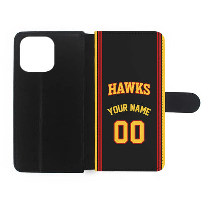 Custom Jersey Atlanta Hawks NBA Phone Case-Black-Flip Wallet Case-Xtracase