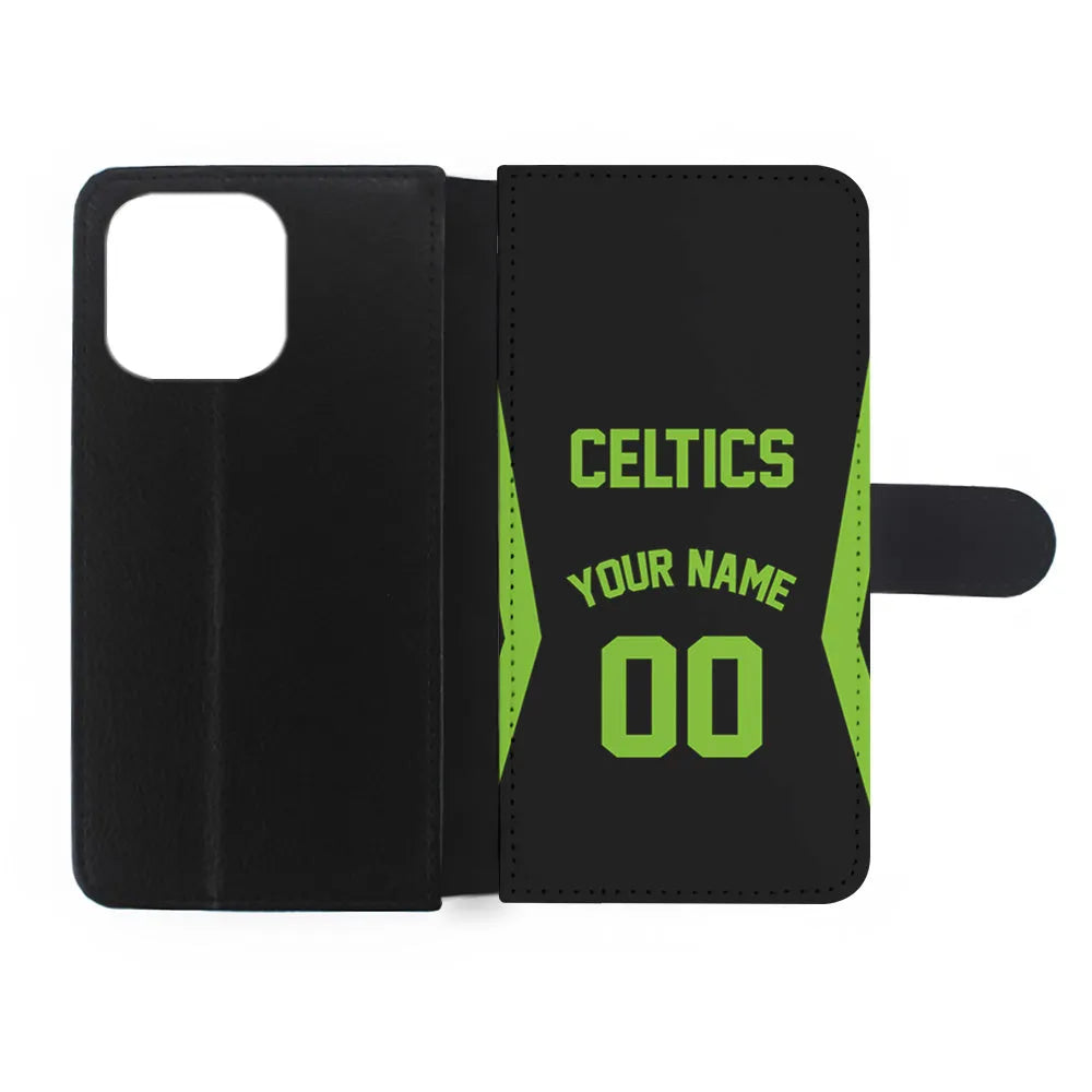 Custom Jersey Boston Celtics NBA Phone Case-Black-Flip Wallet Case-Xtracase