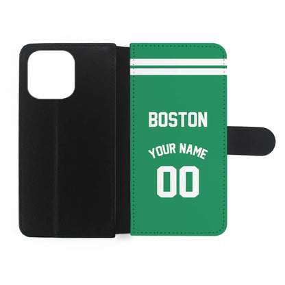 Custom Jersey Boston Celtics NBA Phone Case-Green-Flip Wallet Case-Xtracase