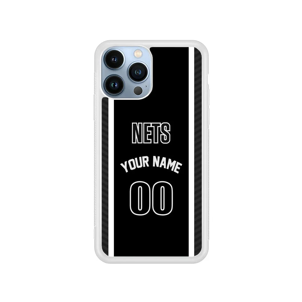 Custom Jersey Brooklyn Nets NBA Phone Case-Black-Rubber / White (2D Case)-Xtracase