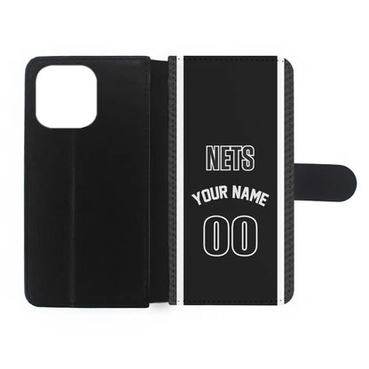 Custom Jersey Brooklyn Nets NBA Phone Case-Black-Flip Wallet Case-Xtracase