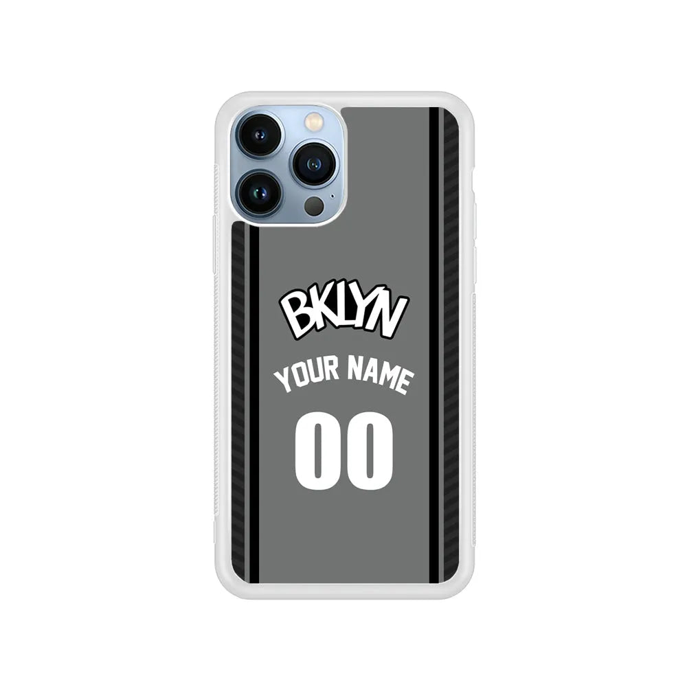 Custom Jersey Brooklyn Nets NBA Phone Case-Gray-Rubber / Black (2D Case)-Xtracase