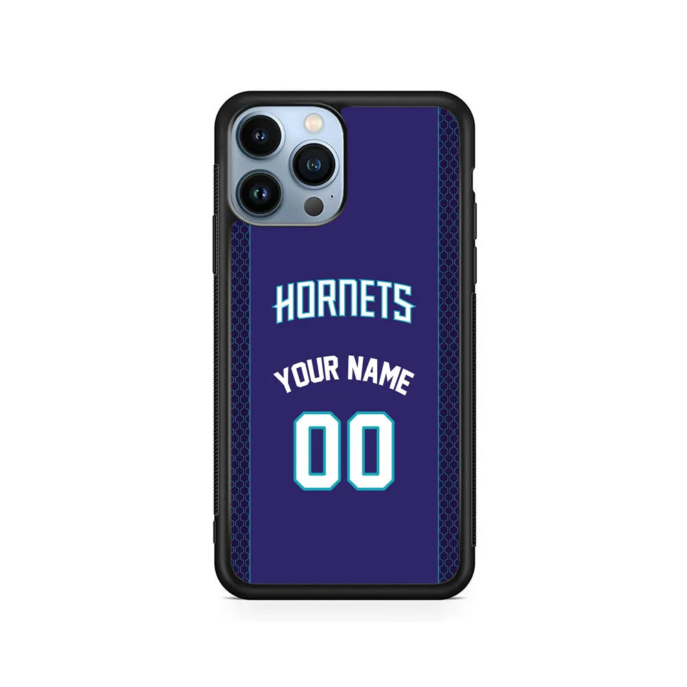 Custom Jersey Charlotte Hornets NBA Phone Case-Purple-Rubber / Black (2D Case)-Xtracase
