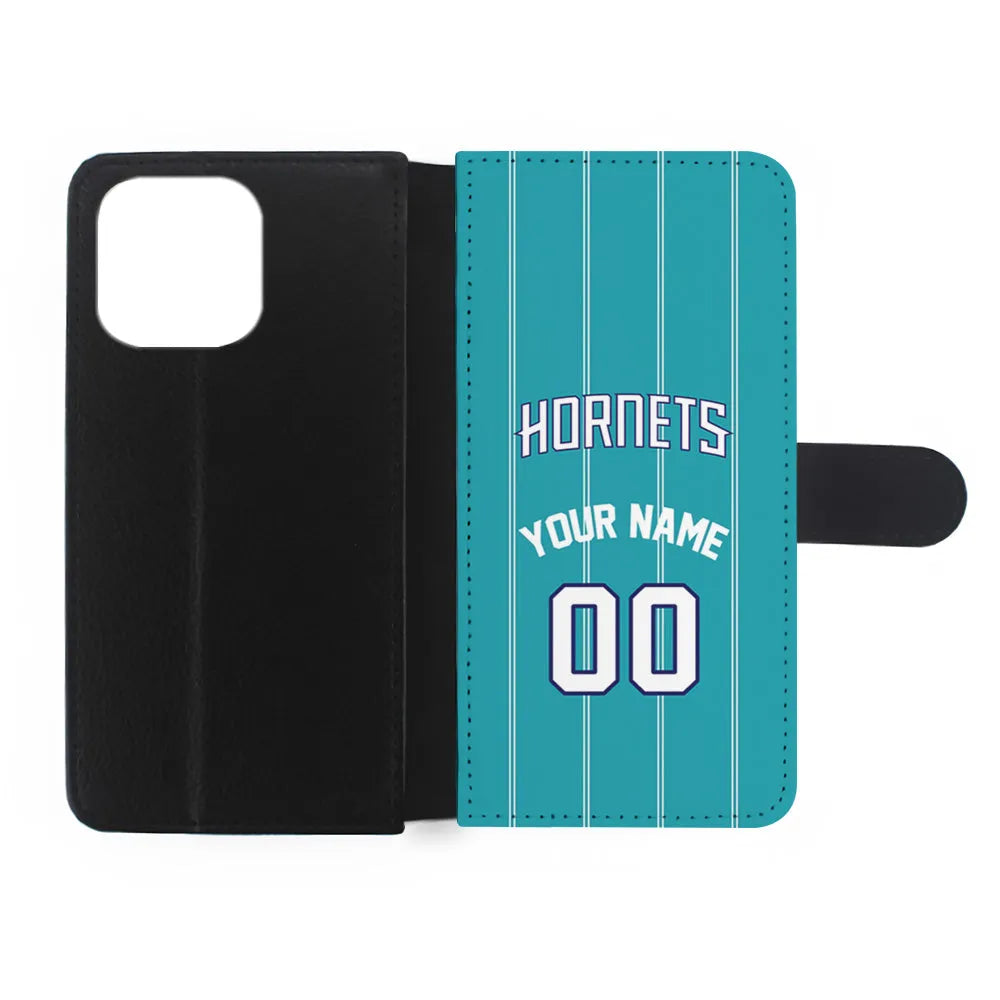 Custom Jersey Charlotte Hornets NBA Phone Case-Teal-Flip Wallet Case-Xtracase
