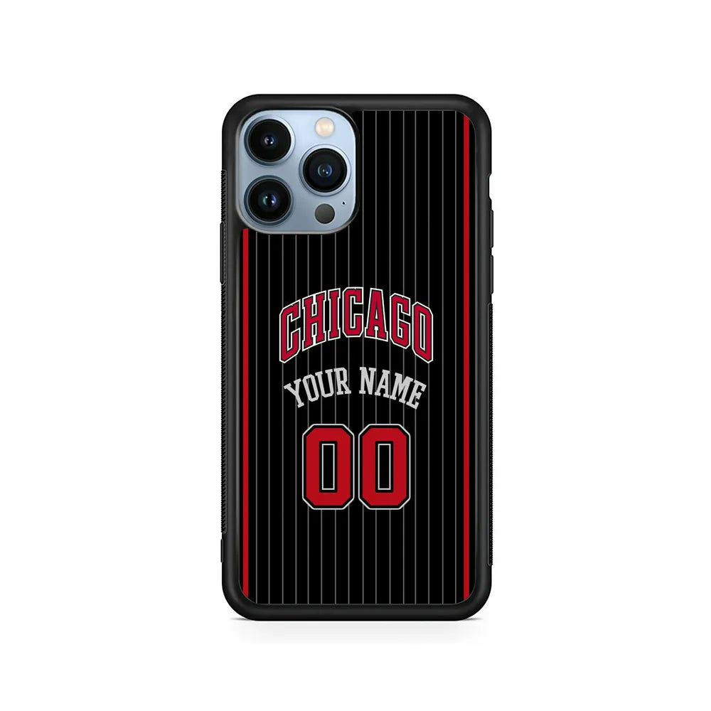Custom Jersey Chicago Bulls NBA Phone Case-Black-Rubber / Black (2D Case)-Xtracase