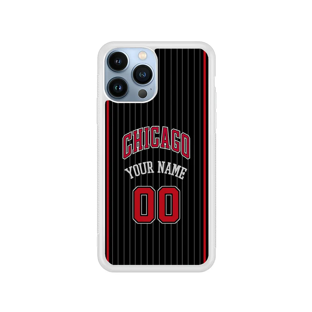 Custom Jersey Chicago Bulls NBA Phone Case-Black-Rubber / White (2D Case)-Xtracase