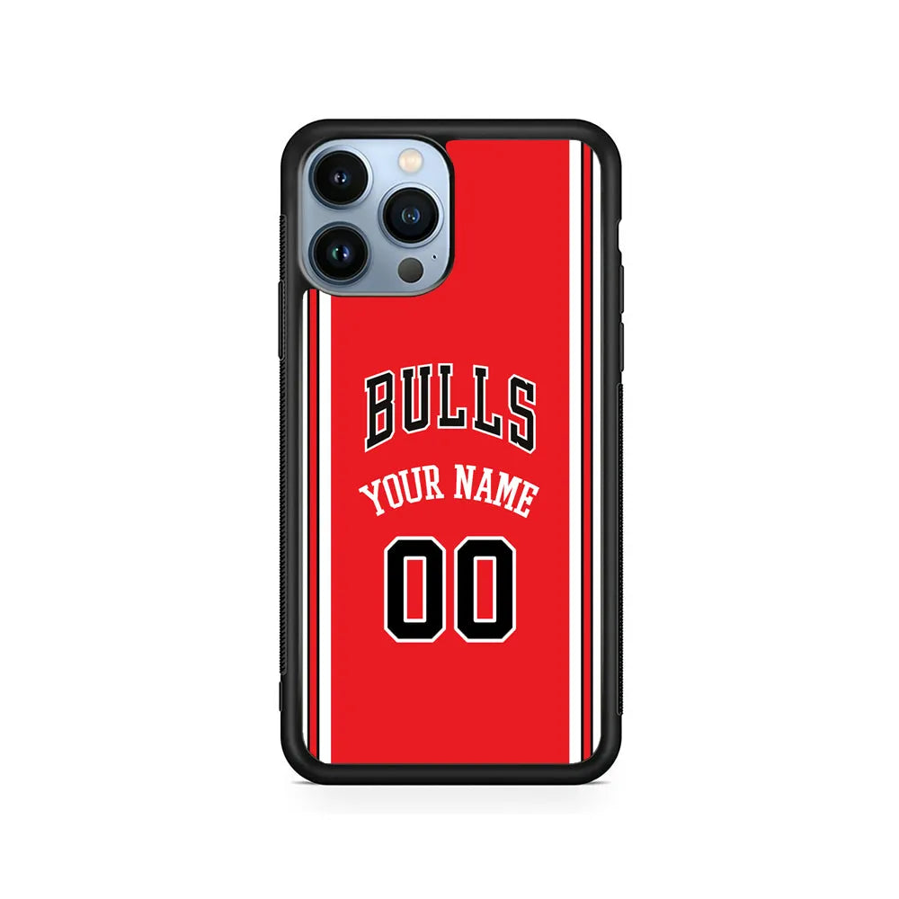 Custom Jersey Chicago Bulls NBA Phone Case-Red-Rubber / Black (2D Case)-Xtracase