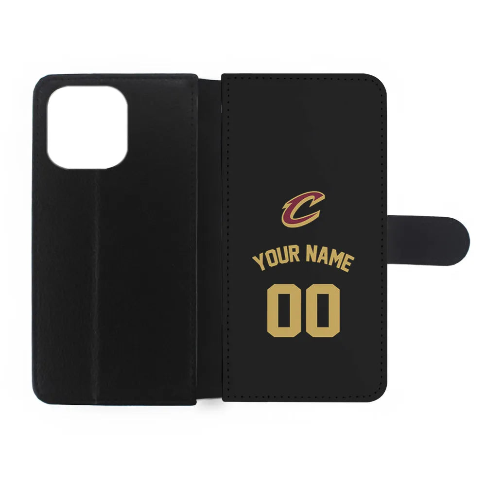 Custom Jersey Cleveland Cavaliers NBA Phone Case-Black-Flip Wallet Case-Xtracase
