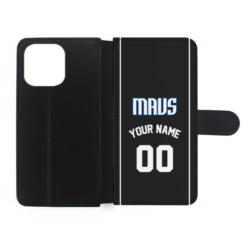 Custom Jersey Dallas Mavericks NBA Phone Case-Black-Flip Wallet Case-Xtracase